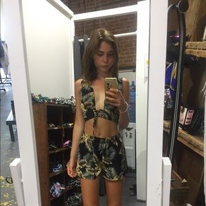 Matching crop top shorts set